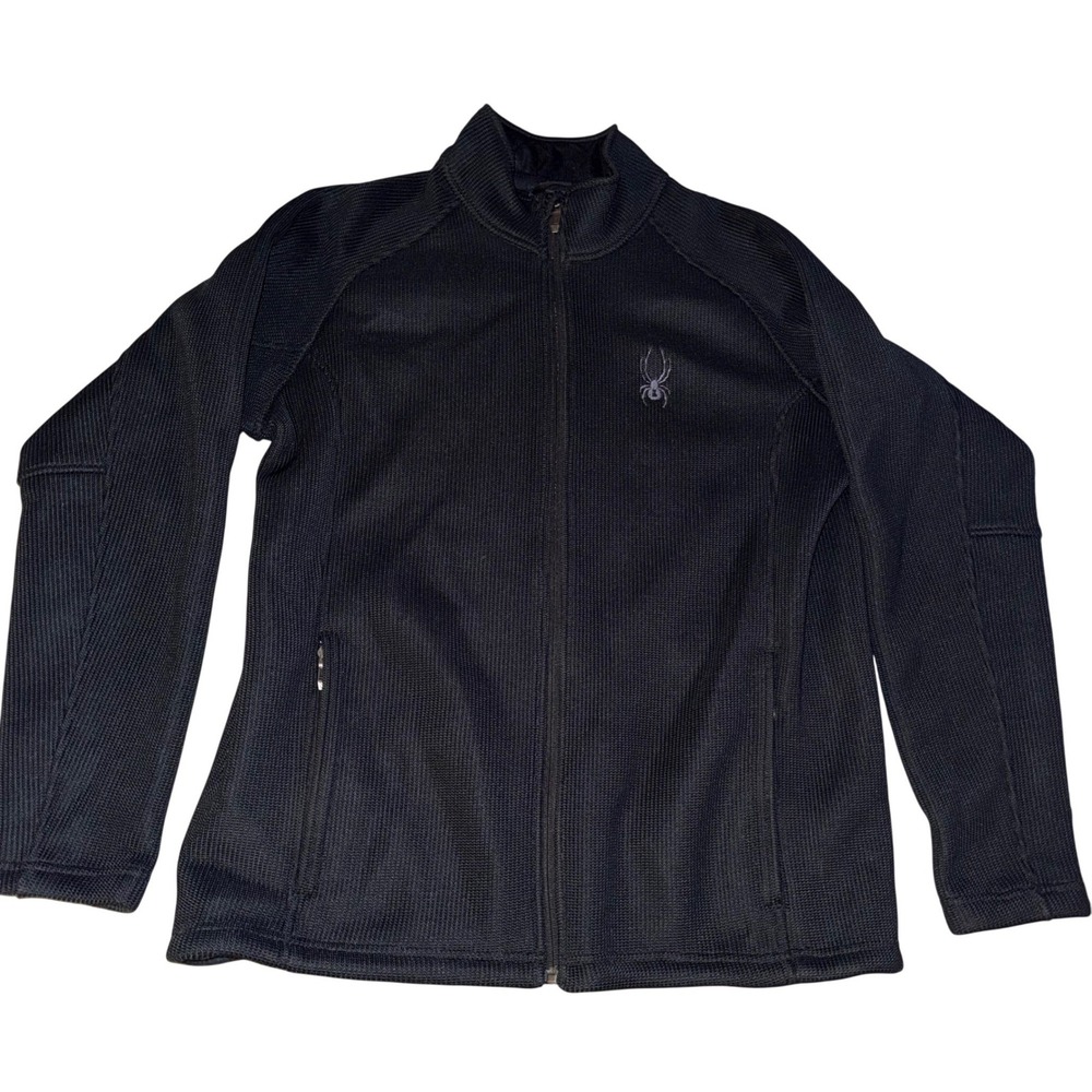 Spyder Men's Black Zip Up Fleece Jacket Long Sleeve Mock Neck Size‎ XL
